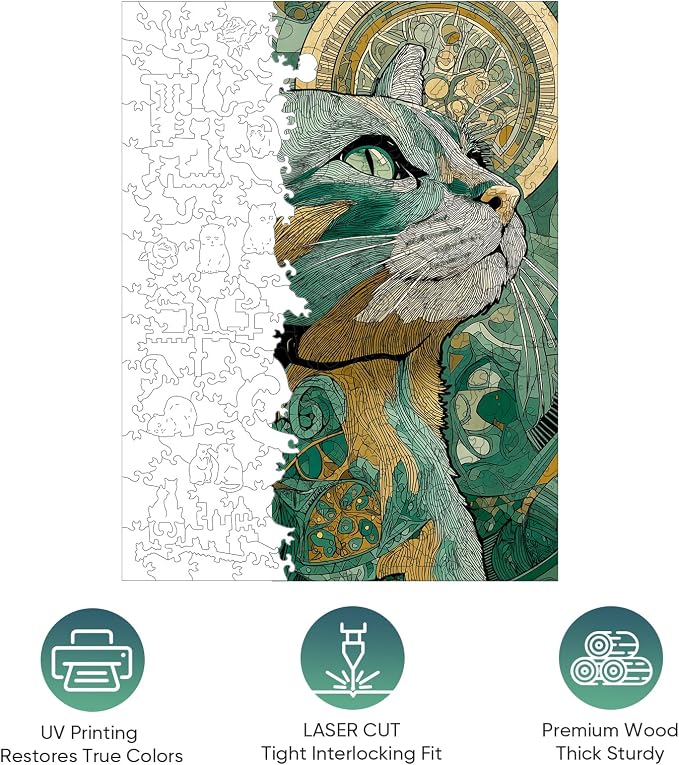 Mocfesk Wooden Puzzles for Adults, Cat Jigsaw Puzzles 493 Pieces | Unique - Image 5