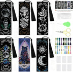 NEGEKFKX 6 Pcs Magical Witchy Cross Stitch Bookmark Kit by NEGEKFKX
