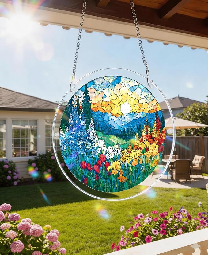 Acrylic Puzzle Suncatcher, Sunrise Sea Flowers Sun Catcher - Image 2