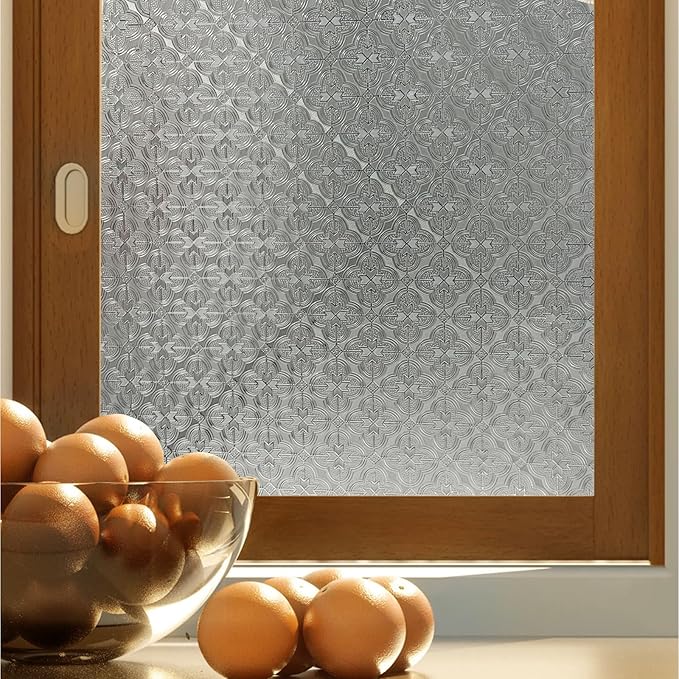 Add.Heres Stained Glass Window Privacy Film, 3D Static Cling Removable Window by ADDHERES