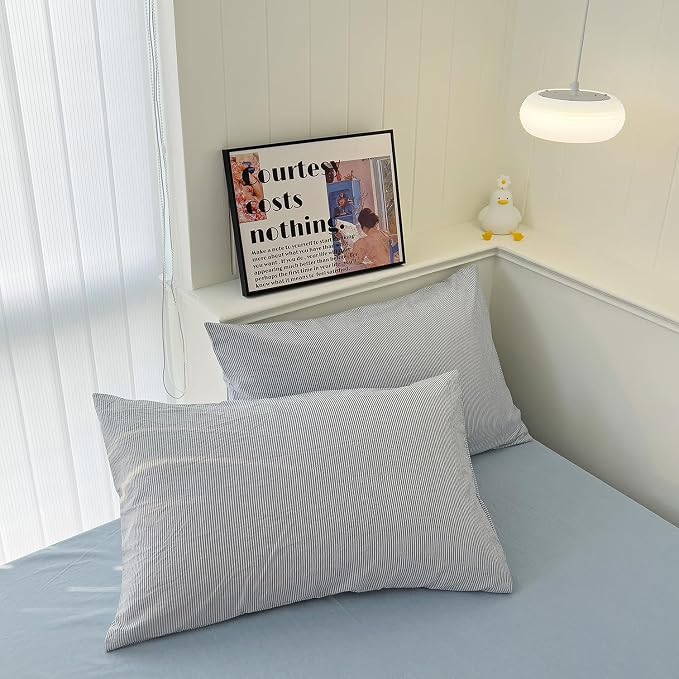 mixinni Blue Striped Duvet Cover Twin Size - Image 8