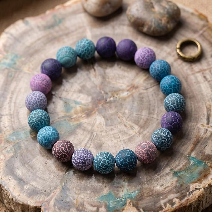 48pcs Natural Matte Colorful Oxidized Gemstone Beads，8mm Frosted Round Loose - Image 4