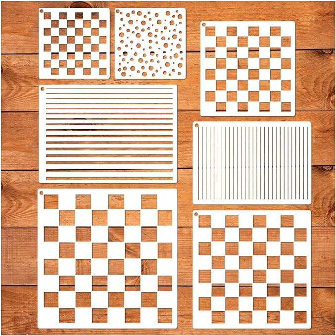 Checkerboard Stencils for Painting on Wood 11.8 Inch Reusable Canvas Checks by Yhslmh