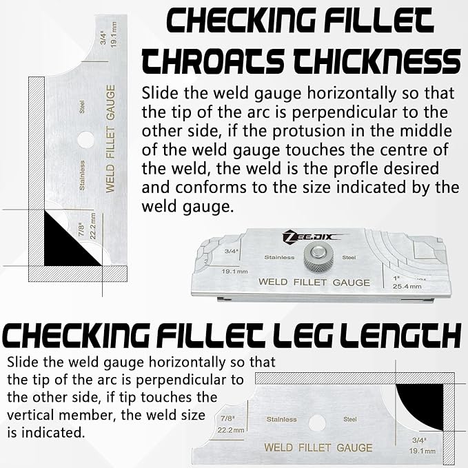 ZeeDix Metal Fillet Weld Gauge Set | Stainless Steel Welding Inspection Gauge - Image 5