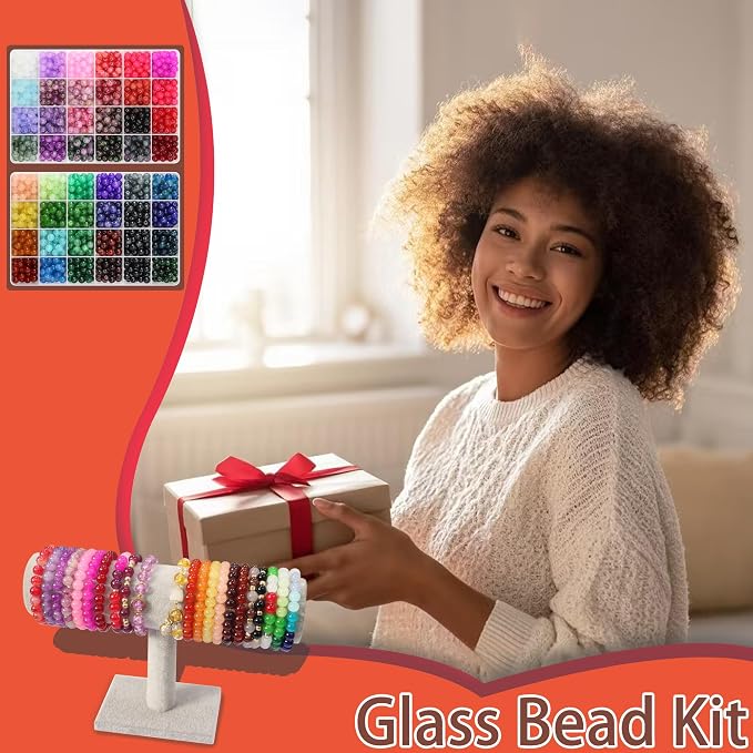 JULIMAIDONG 8mm Glass Beads for Bracelets 1000pcs, 24 Colors Round Crystal - Image 5