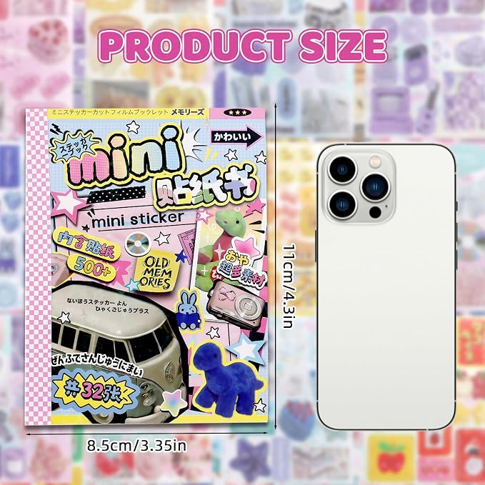 Tmtains 32 Sheets Japanese Manga Style Sticker Book 500+Pcs Heisei Retro - Image 3