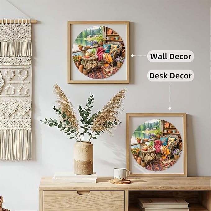 Nature Landscape Lakehouse Scenery Balcony View Cottagecore Puzzles Adults Gifts - Image 2