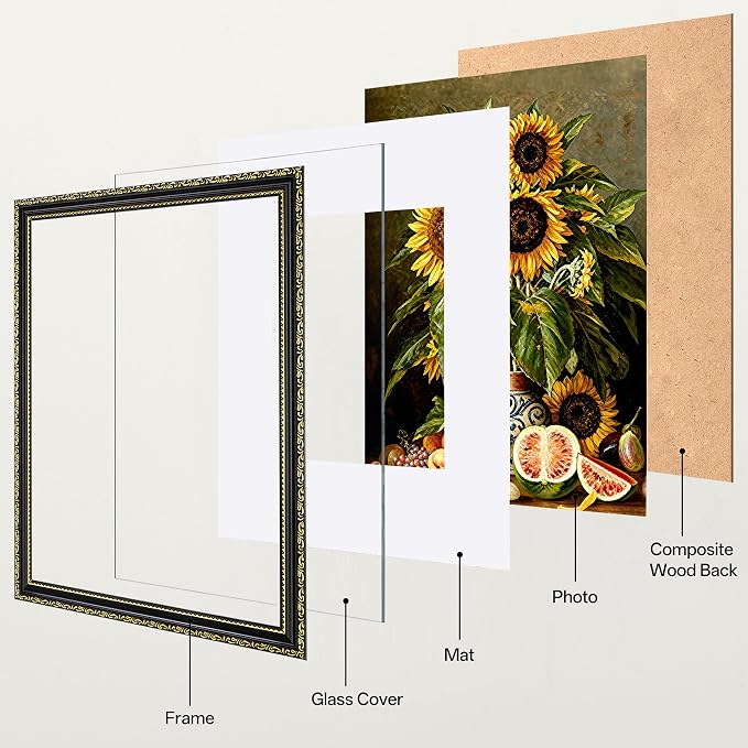 eletecpro 12x16 Vintage Picture Frame, Glass Cover, Horizontal or Vertical - Image 2