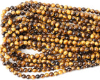 60PCS 6mm Natural Yellow Tiger Eye Stone Gemstone Round Loose Beads - Image 3