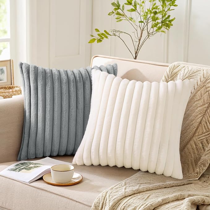 Pallene Faux Fur Plush Throw Pillow Covers 16x16 Set of 2, Luxury Soft Fluffy - Image 5