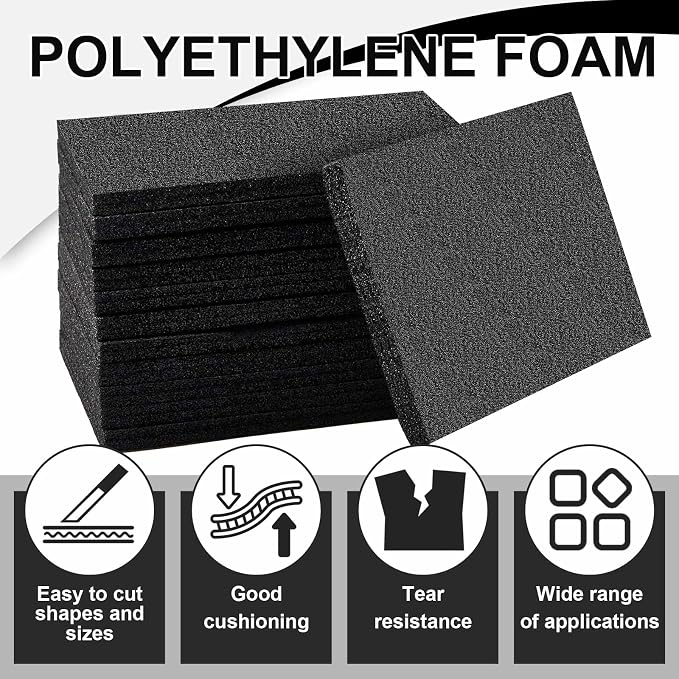 Frienda 4 Pcs 12" x 8" x 2" Polyethylene Foam Sheet Thick Black Packing Foam - Image 4