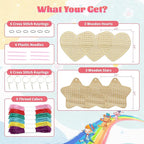 VKPI Wooden Cross Stitch Kits for Kids, Make Your Own 6 Cross Stitching Keyrings - Image 2