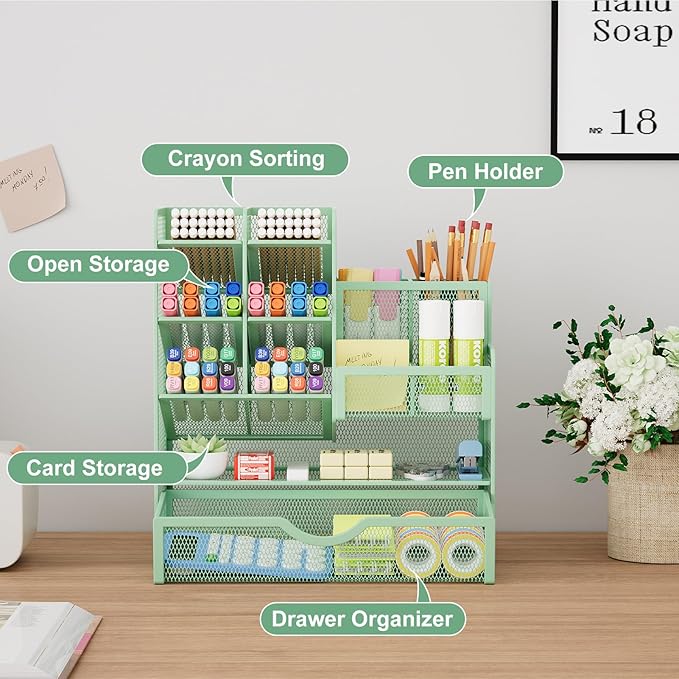 Marbrasse Mesh Pen Holder for Desk, Desk Organizers and Accessories for Office - Image 2