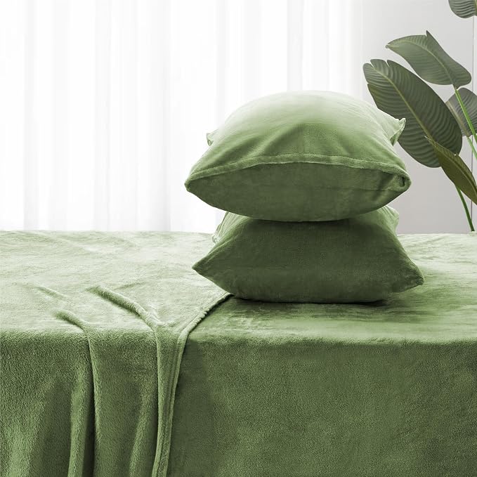 BEDELITE Flannel Sheets Twin Size Sage Green - Image 7