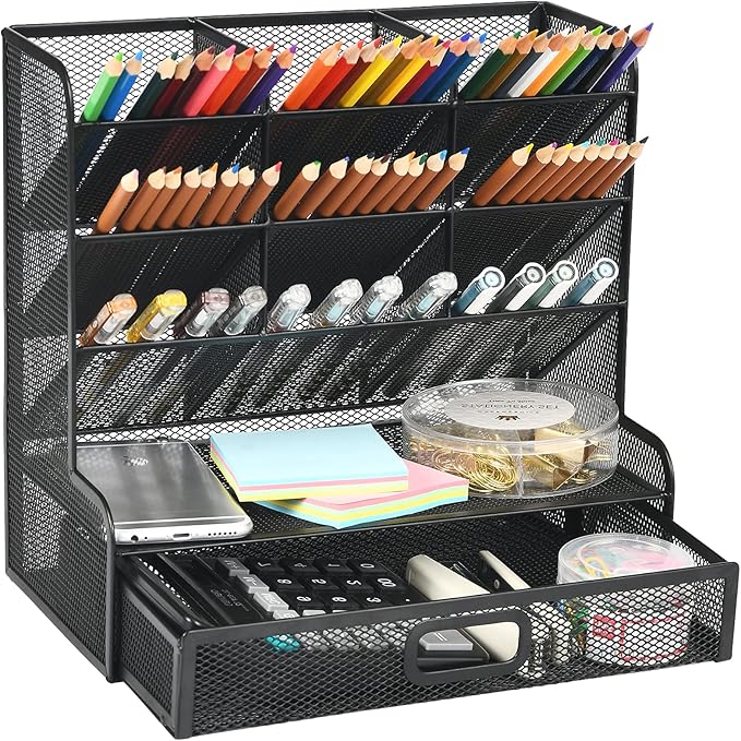 Marbrasse Mesh Pen Holder for Desk, Desk Organizers and Accessories for Office by Marbrasse