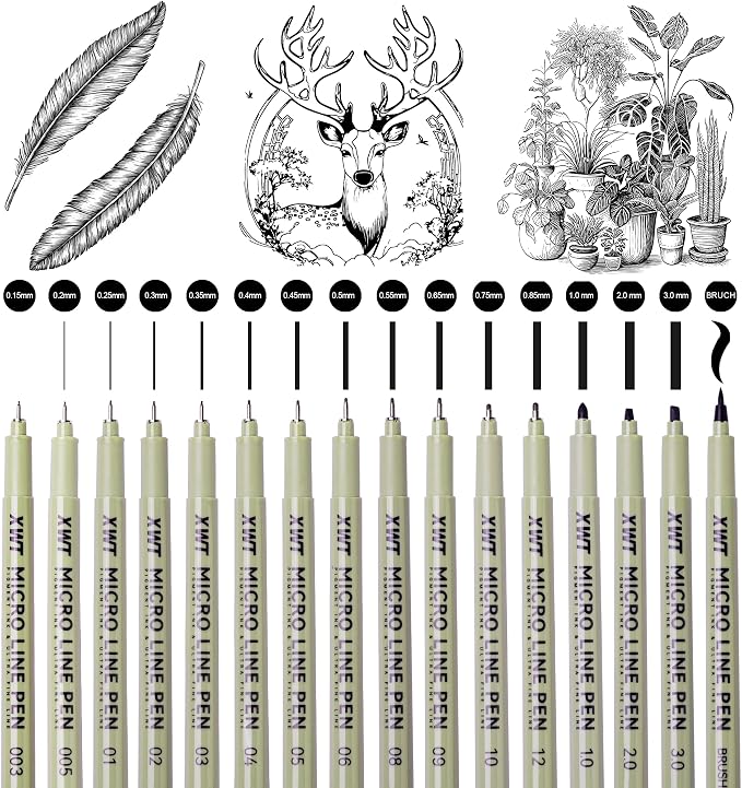 16pcs Fineliner Micro Drawing Art Pens, Watercolor, Calligraphy, and Detail - Image 4
