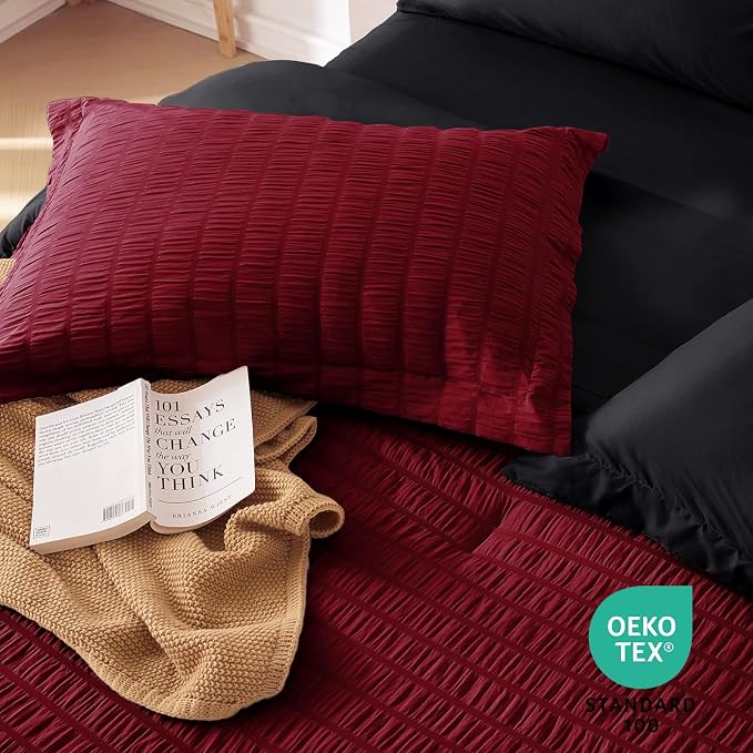 MUXHOMO 5 Pieces Twin XL Comforter Set, Seersucker Bed in a Bag Twin XL Size - Image 9