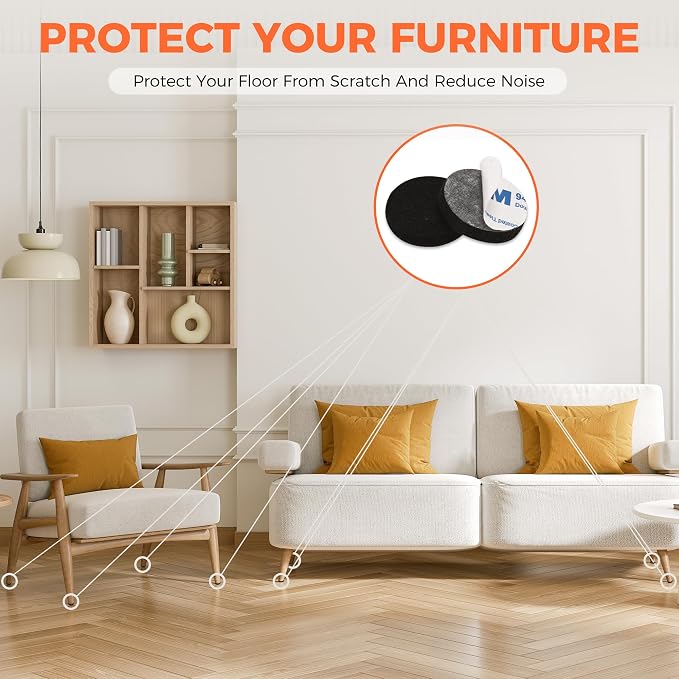 Felt Furniture Pads 120 PCS, Non Slip Self Adhesive Felt Pads Chair Leg Floor - Image 6