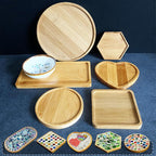 4PCS Mosaic Bamboo Coasters for Crafts, Blank Base Trays, Drinking Cup Coaster - Image 7