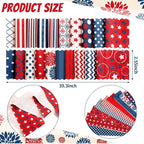 Hosuly 40 Pcs Patriotic Fabric Red White and Blue Fabric American Flag Star - Image 2