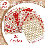 HunnmingRe 20 Pcs 10''x10'' Christmas Hot Cocoa Quilting Fabric Square Santa - Image 2
