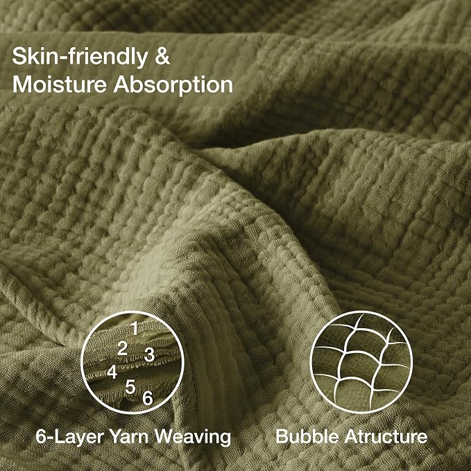 100% Cotton Muslin Blanket Large 50" x 70", Breathable and Lightweight Cotton - Image 3