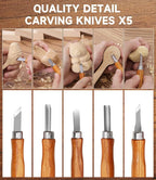 Wood Carving Kit, Deluxe Whittling Kit, 9 Wood Carving Knives 5 Chisels 4 Blocks - Image 8