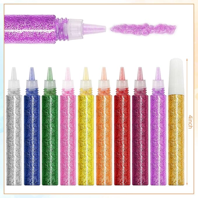 Resurhang 80 Pcs Glitter Glue Pens Bulk 10 Colors Rainbow Glue Stick - Image 2