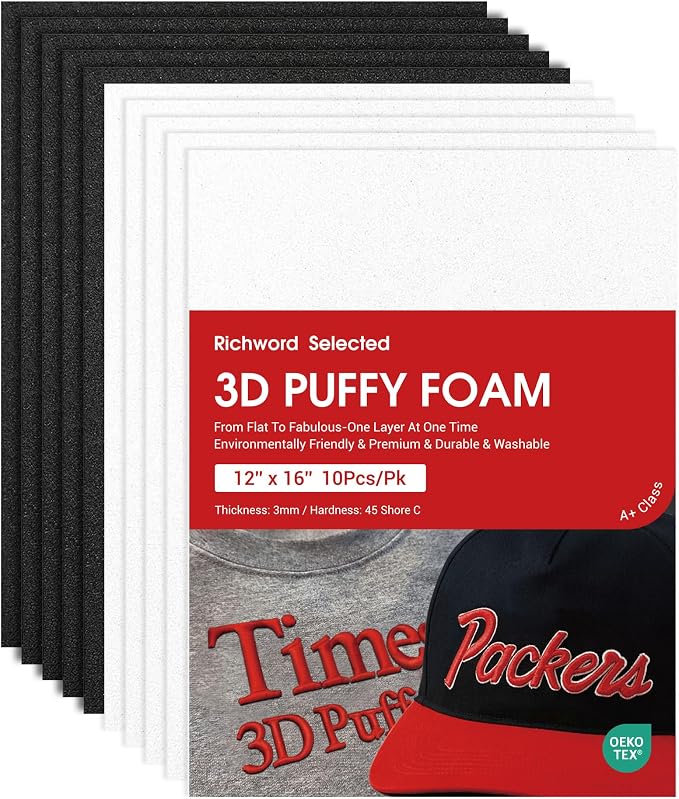 Poolin 10PCS 3D Embroidery Puffy Foam Richword Selected 12"x16" - 3MM Thick - - by EmbroideryMachine