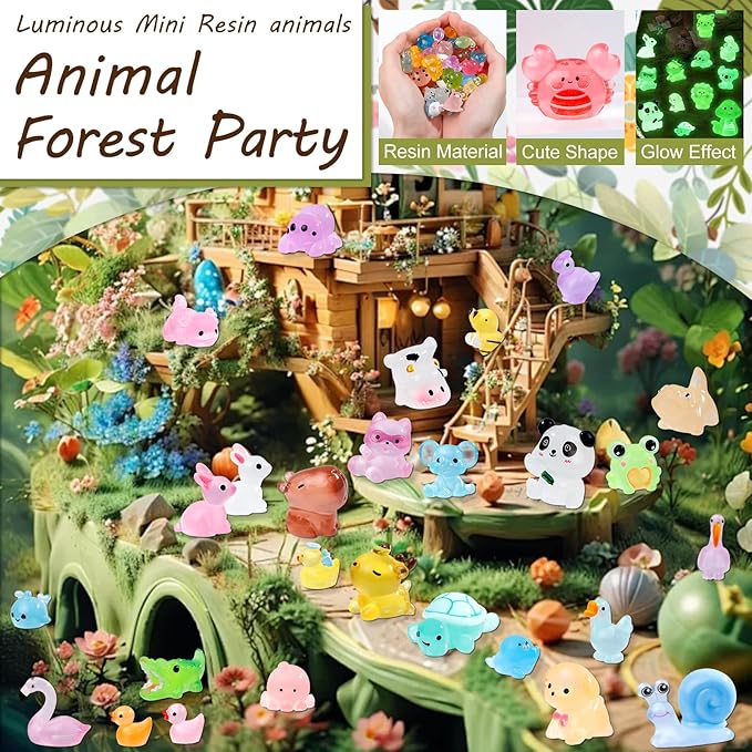52Pcs Luminous Mini Resin Animals 52 Styles Miniature Glow in the Dark Resin - Image 5