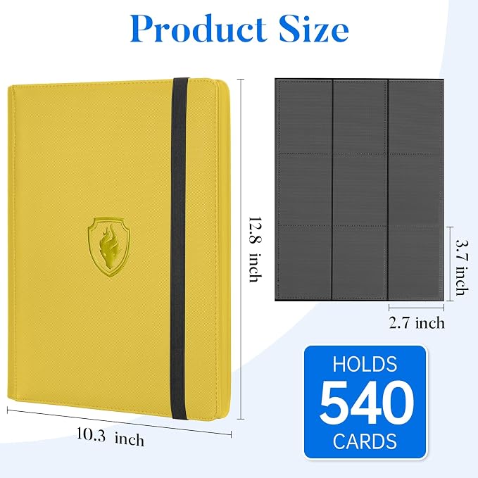 Premium 9 Pocket Card Binder for 540 Cards, Fabmaker PU Cover Trading Card - Image 6