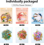 Pengxiaomei 210 Pieces Flower Stickers, Scrapbooking Stickers Self-Adhesive - Image 2