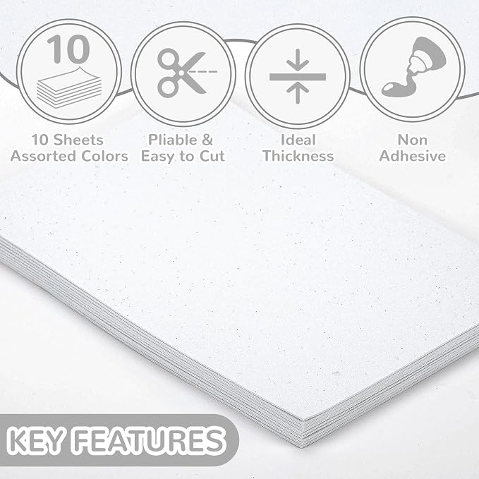 10 Pack Glitter Foam Sheets Craft 8 x 12 inch | Sparkles Foam Paper - Image 3