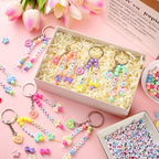 Landical 564 Pcs Bow Heart Keychain Making Kit DIY Name Bead Key Chain Craft - Image 5