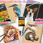 Caliart 176PCS Art Supplies Sketching Kit, 100 Sheets 3-Color Sketch Book | - Image 2