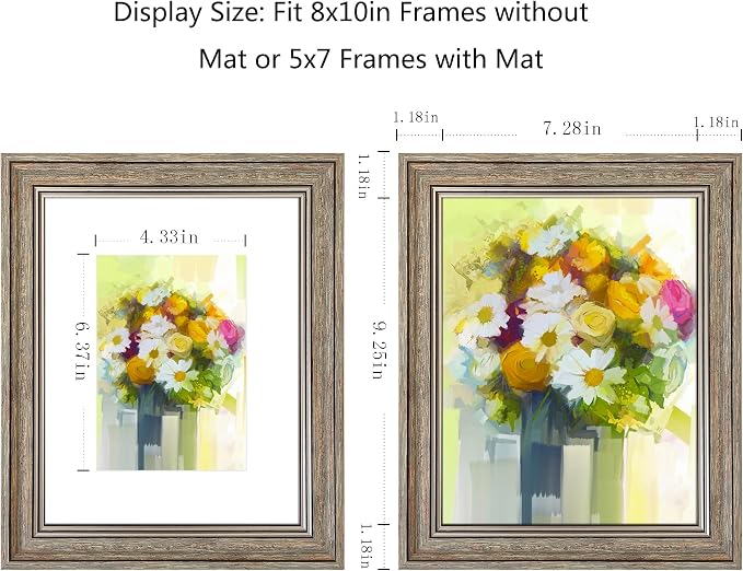LUCKYLIFE 8x10 Picture Frame Set of 4, Rustic Brown Picture Frames - Image 2