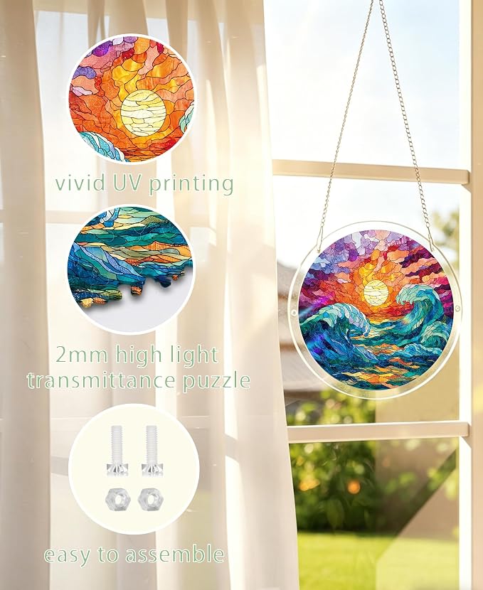 Acrylic Puzzle Suncatcher, Lunar Waves Sun Catcher - Image 7