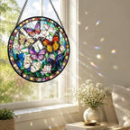 Butterfly Flower Acrylic Suncatcher Faux Stained Glass Window Hanging 7.8" | - Image 6