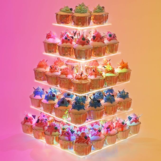 YestBuy Cupcake Stand – 5 Tier Premium Cupcake Holder – Acrylic Cupcake Tower by YestBuy