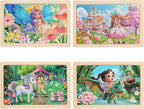 4 Sets of Wooden Puzzles, Each Set has 24 Pieces, Including Castle Unicorn - Image 3