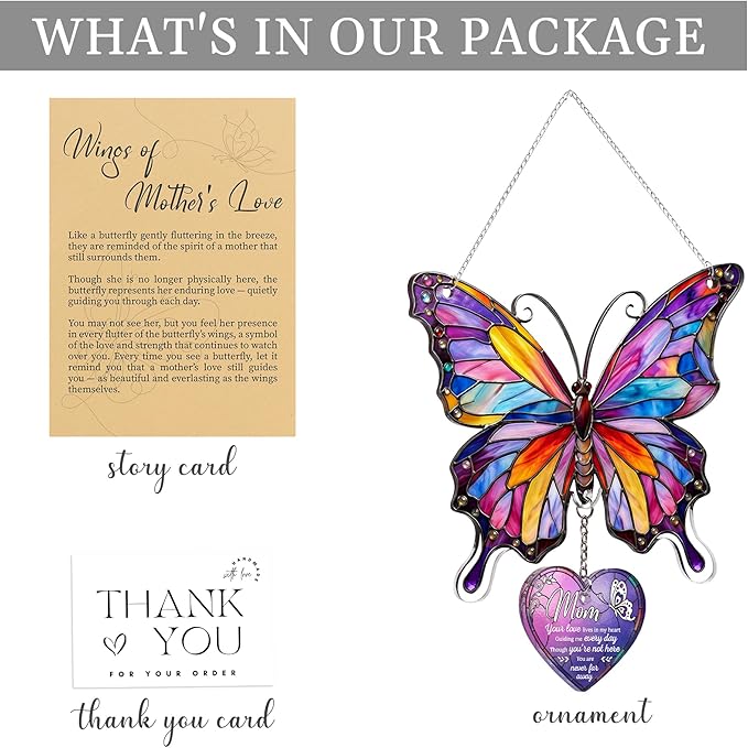 Memorial Gifts for Loss of Mom, Butterfly Mom Memorial Ornament, UV Printed - Image 6