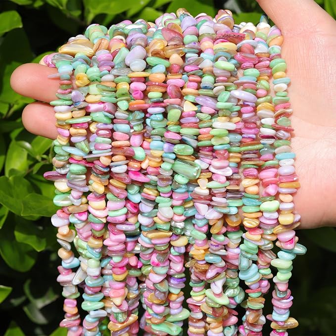 400pcs Pastel Shell Chip Beads 5-8mm Pre-drilled Freeform Loose Gemstone - Image 2