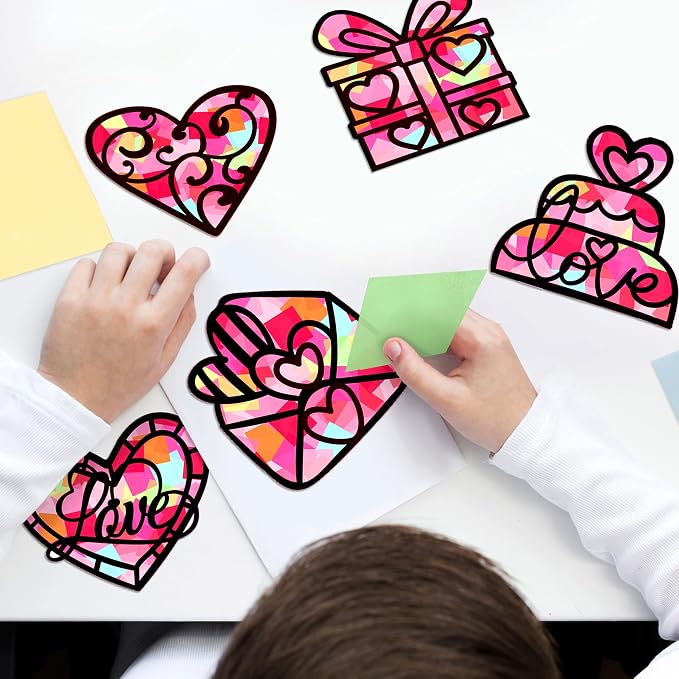 Renbuzhu 40PCS Valentines Day Crafts: Paper Heart Suncatchers, Christmas - Image 2