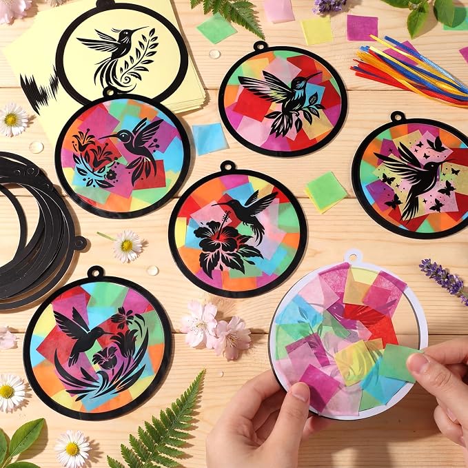 AmazingSpark 30 Pcs Mother's Day Hummingbird Suncatcher Craft Kits - Image 5