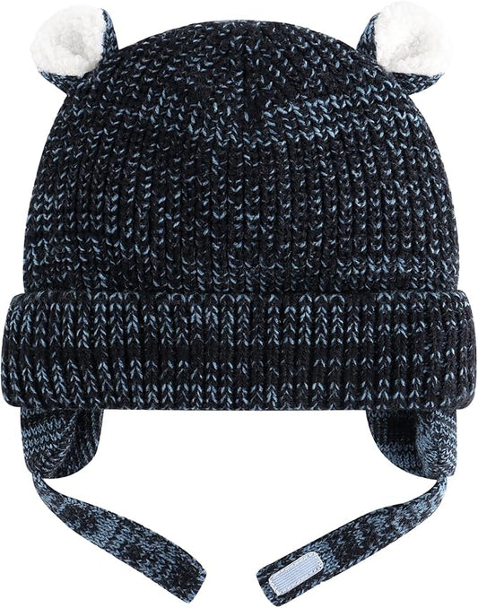 Duoyeree Cozy Baby Beanie with Earflaps and Fleece Lining - Winter Hat for Baby Boys & Girls