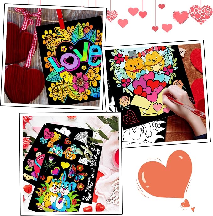 Zhanmai 48 Pcs Love Edition Velvet Coloring Posters Felt Pages to Color Fuzzy - Image 4