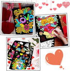 Zhanmai 48 Pcs Love Edition Velvet Coloring Posters Felt Pages to Color Fuzzy - Image 4
