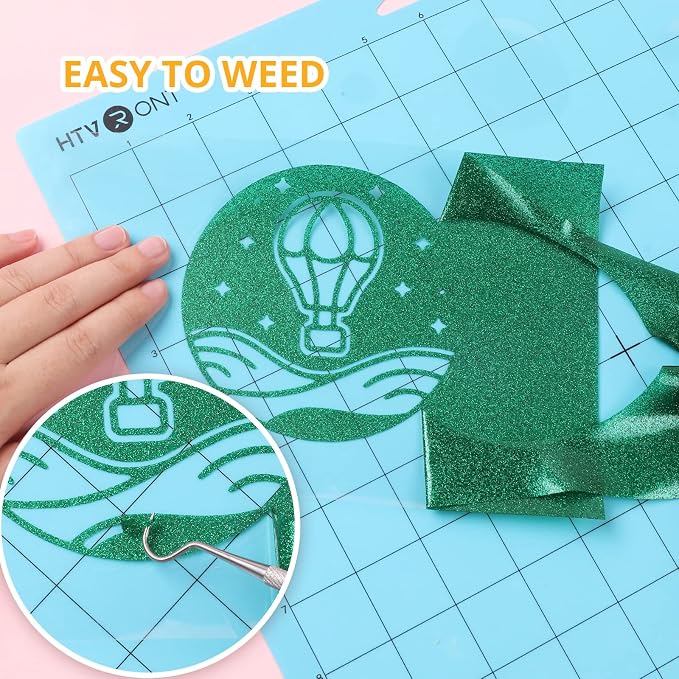 HTVRONT Green Glitter Heat Transfer Vinyl, Iron on Vinyl - Image 2