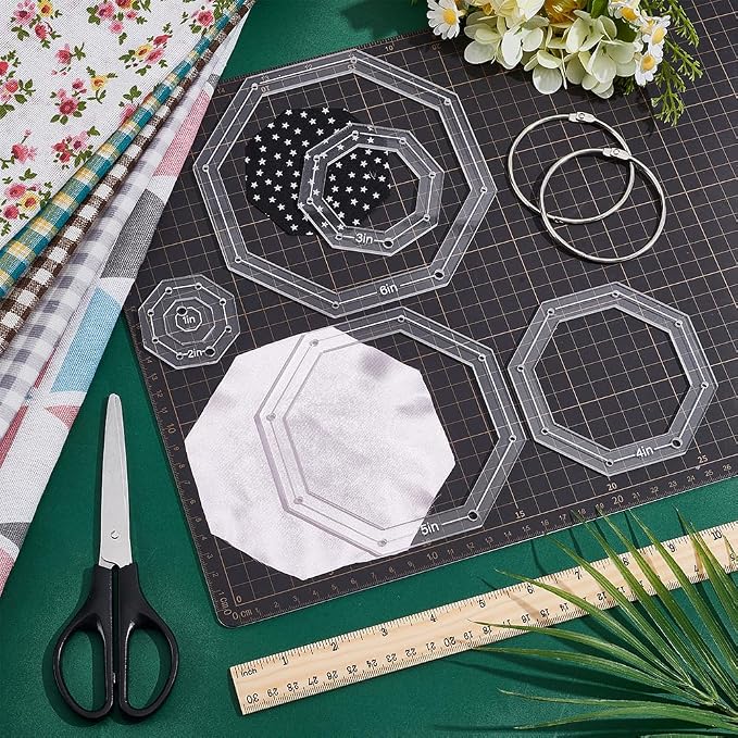 NBEADS 6 Pcs 6 Sizes Transparent Acrylic Sewing Template, Acrylic Quilting - Image 4