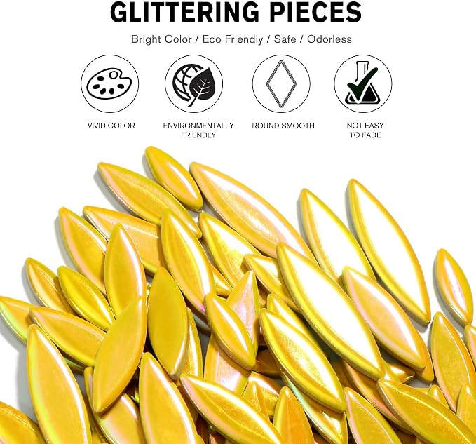Yoption Petal Mosaic Tiles for Crafts, 200g Flower Leaf Ceramic Tiles Pieces - Image 4